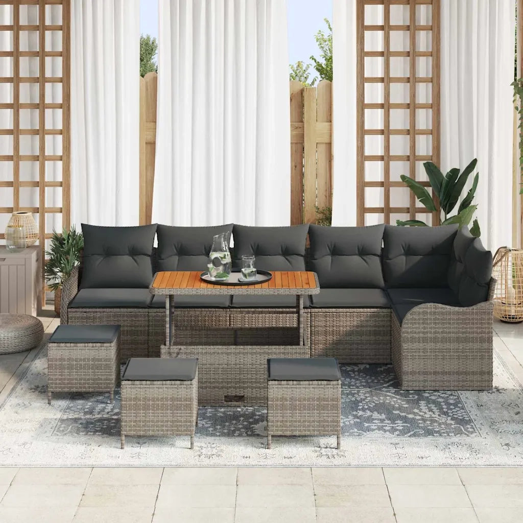 Set Divano da Giardino con cuscino con cuscino 10 pcs Grigio