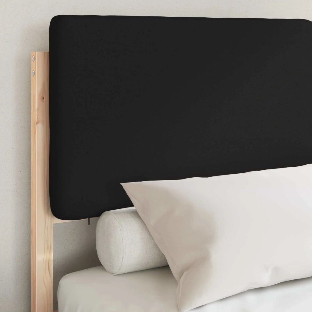 Letto con Testiera Rivestita-Struttura Letto con Testiera Nero 140 x 200 cm Pino massello 921561