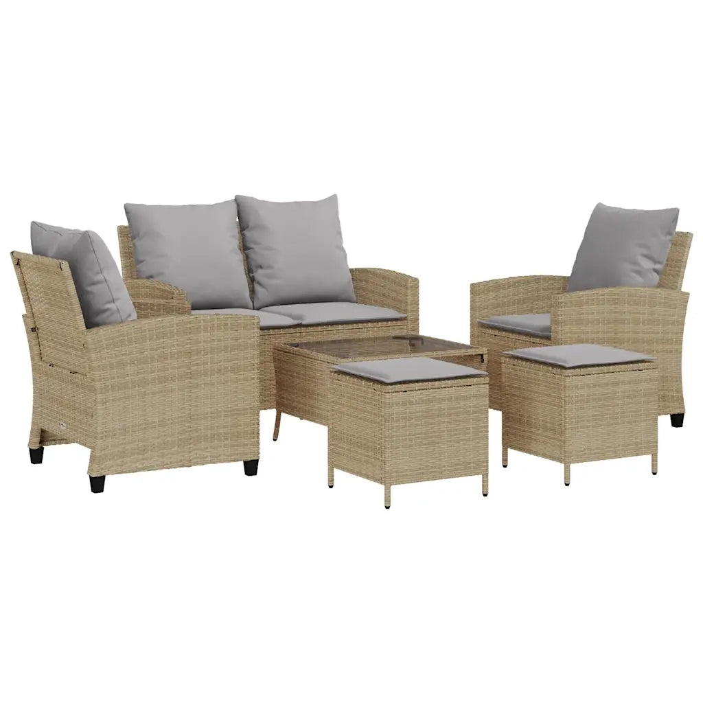 Set Divano da Giardino 6 pz con Cuscini Beige in Polyrattan 3324580