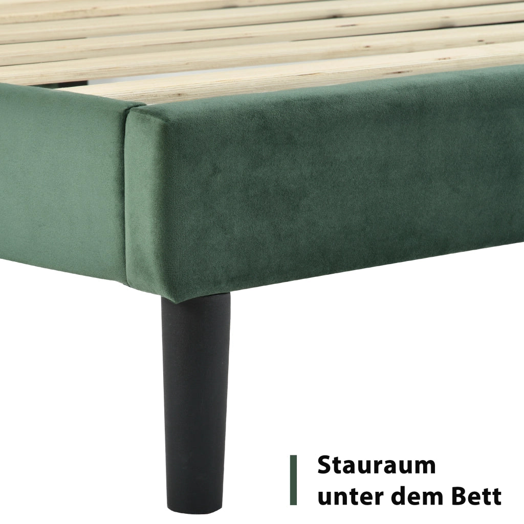 letto imbottito velluto verde 140 x 200 cm
