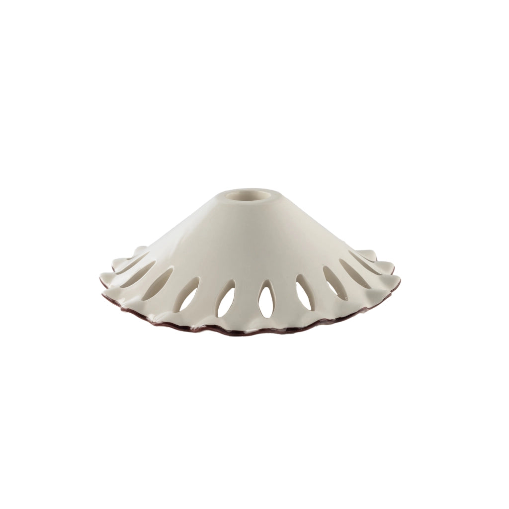 Diffusore In Ceramica Decorata A Mano Bianco E Marrone Diametro 30 Cm