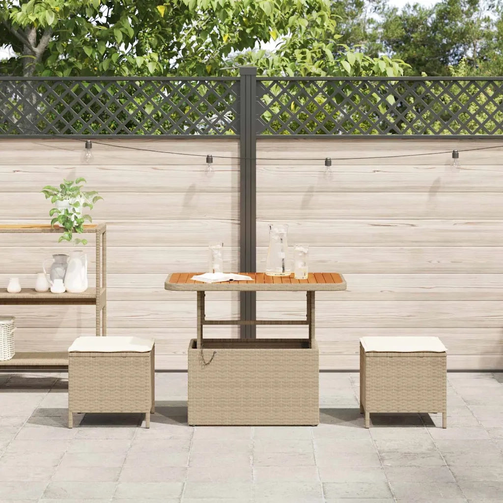 Set da Pranzo per Giardino Beige polyrattan 42007918