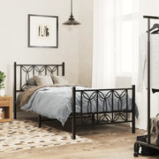 Giroletto con Testiera e Pediera Metallo Nero 80x200 cm 376137