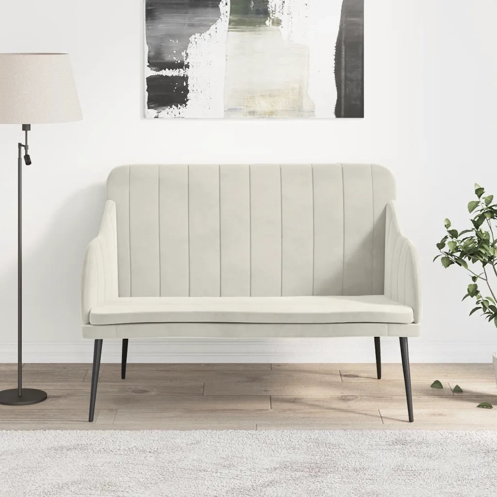 Panca Crema 110x76x80 cm in Velluto 351472