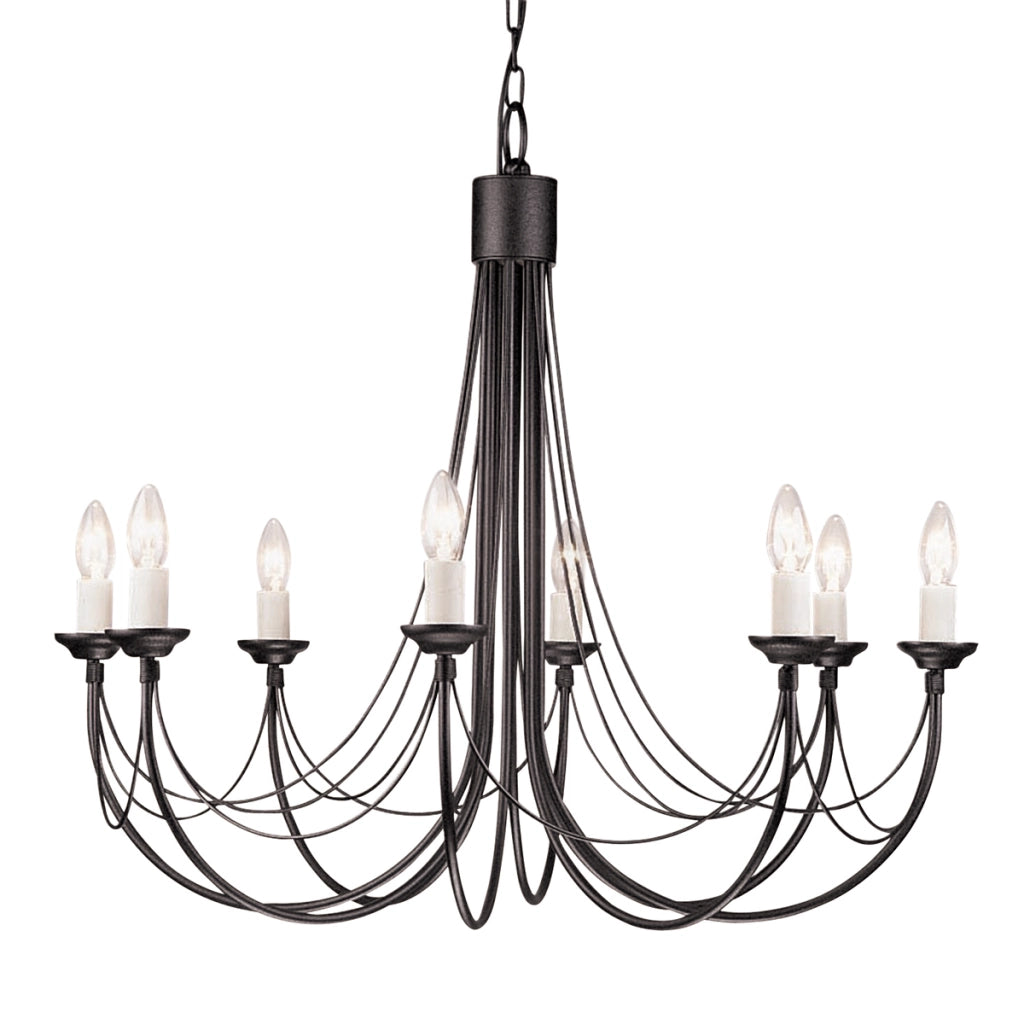 Lampadario gotico nero Carisbrooke 8xE14 60W Elstead
