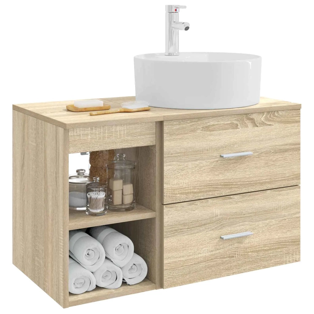 Set di mobili per il bagno 2 pz Rovere Sonoma 3403906
