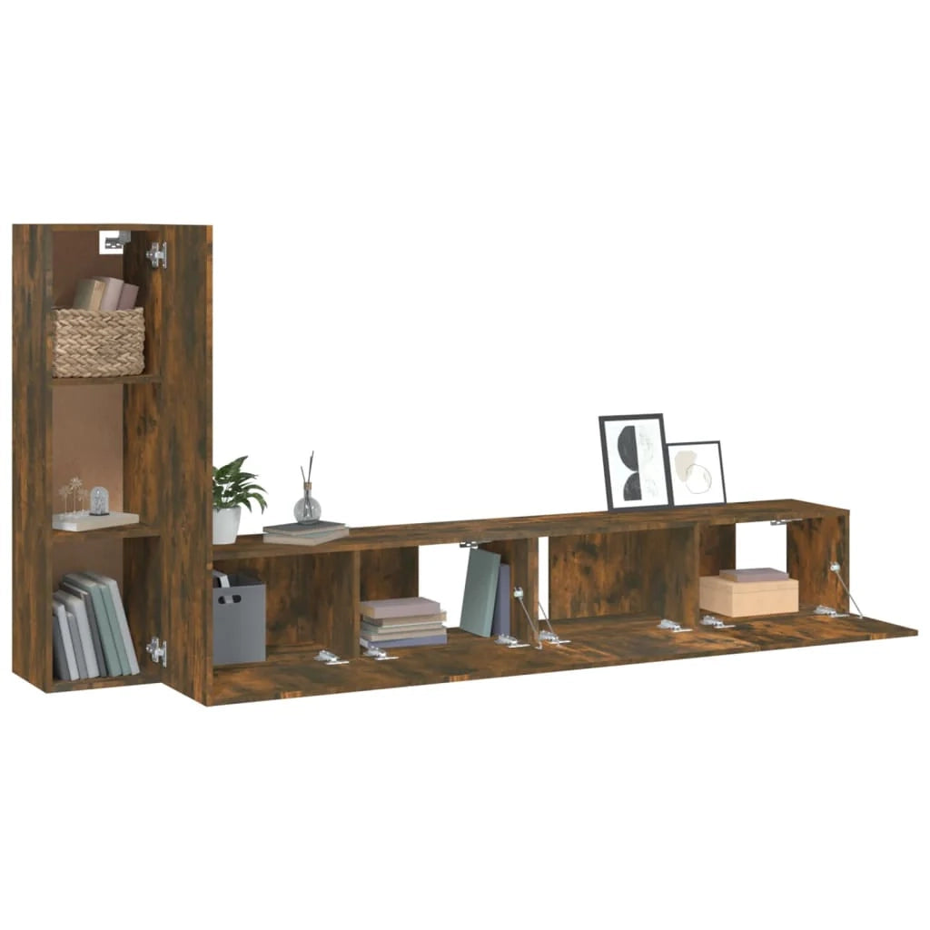 Set di mobili da 3 pezzi tra cui armadio credenza mobile TV soggiorno/camera da letto salotto rovere affumicato legno marrone ingegnerizzato 02_0024594