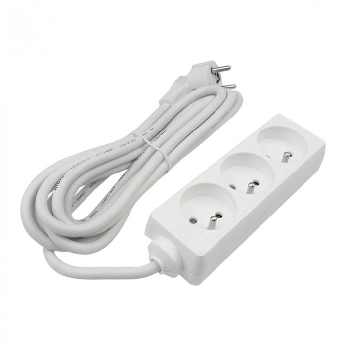 Prolunga elettrica 3 prese 3m con terra bianca Ecolight