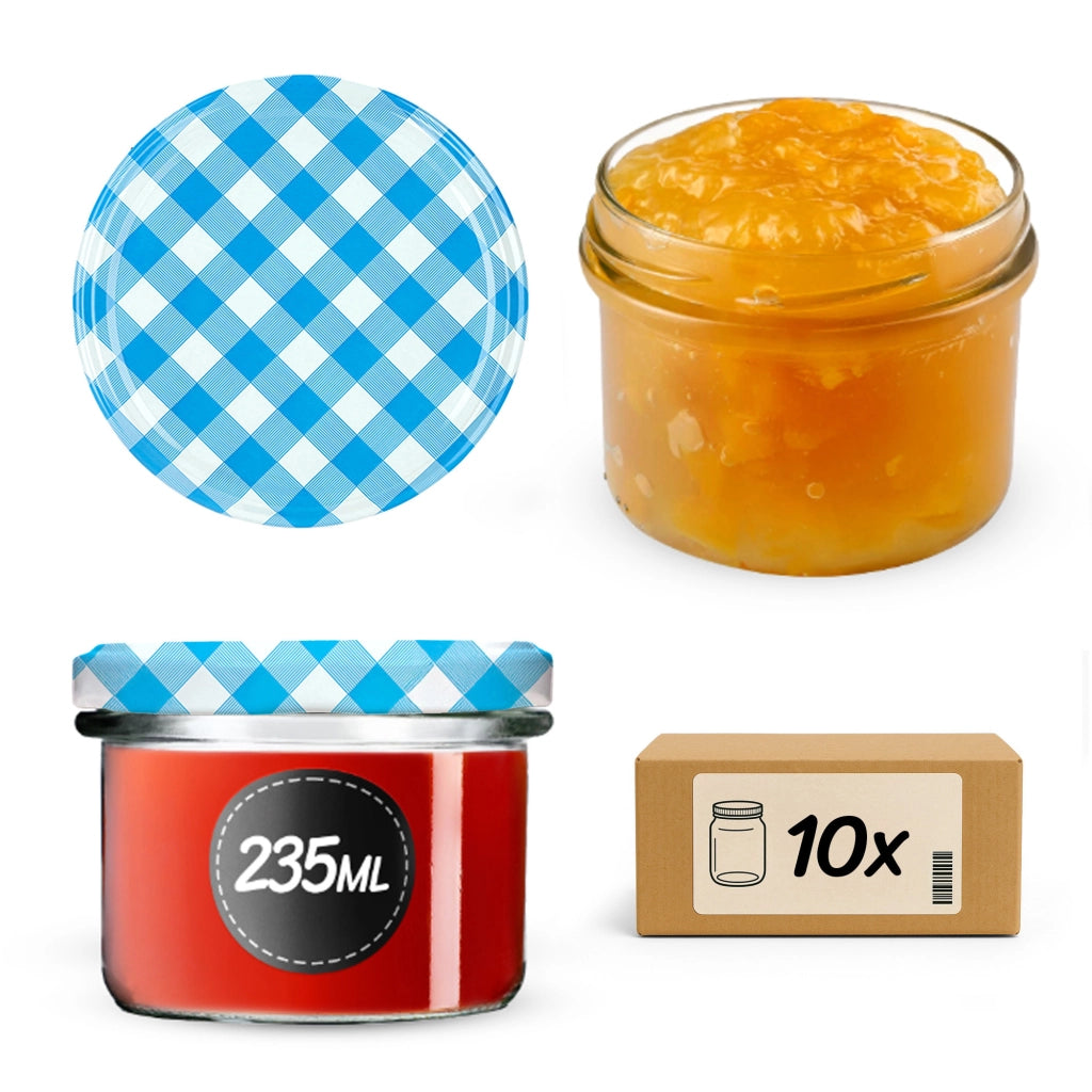 KADAX Tartu vasetti per conserva 235ml 10pz 82mm + coperchio "Blue Lattice"