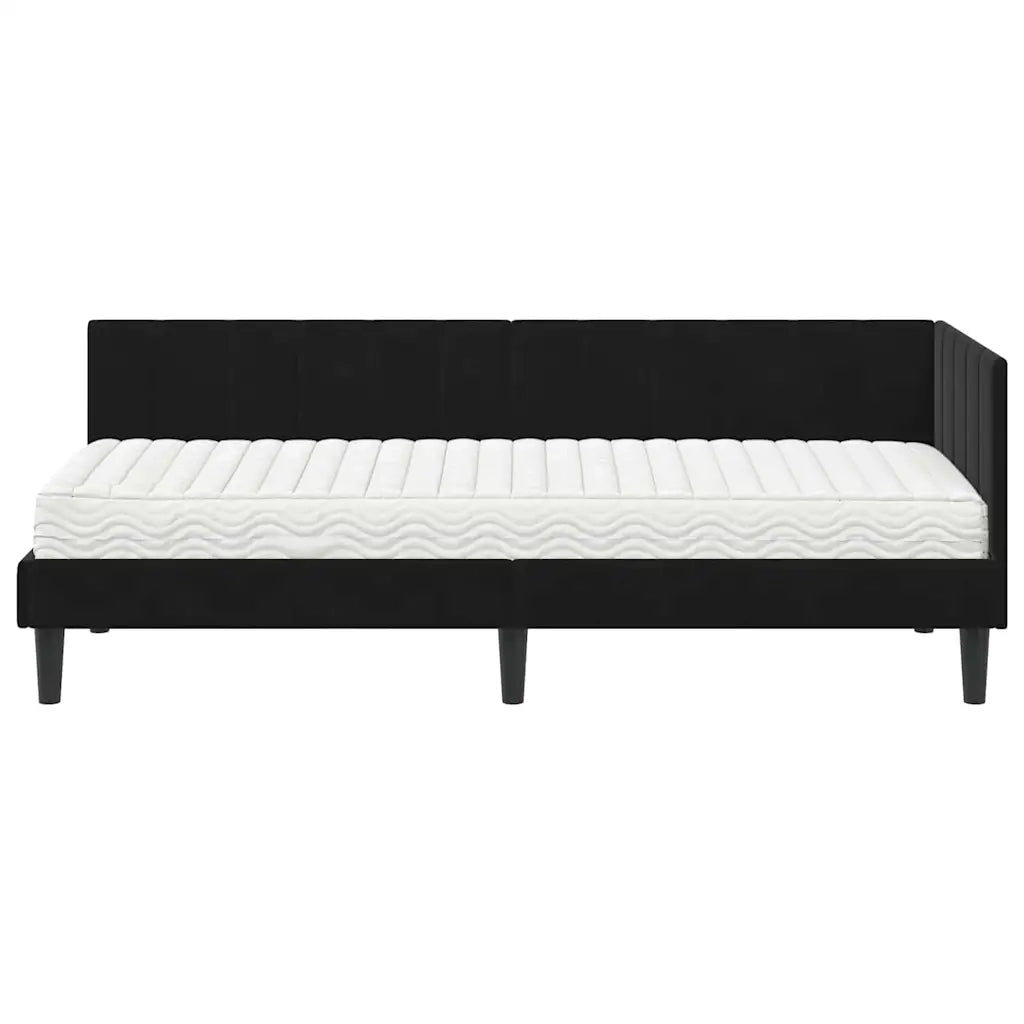 Struttura Letto Angolare con Materasso 2 pcs Nero Velluto 3393883