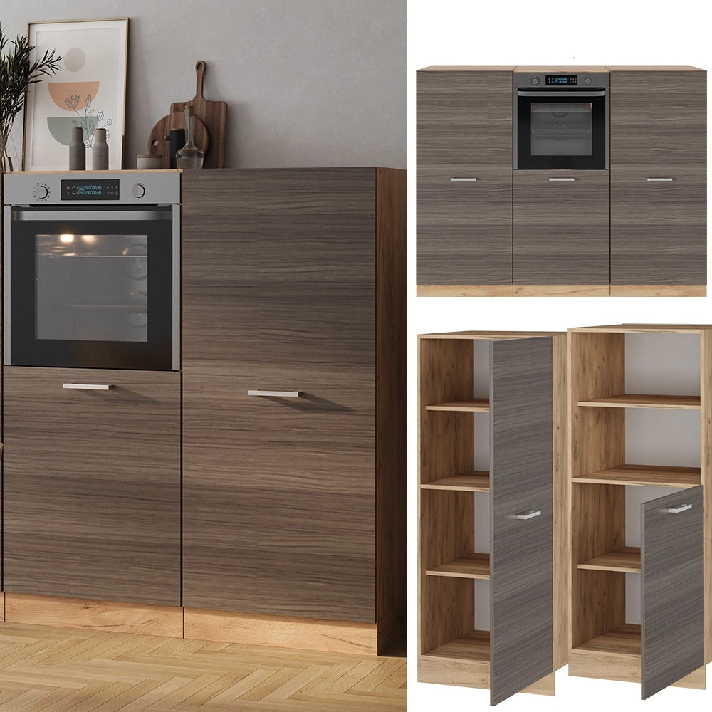Cucine componibili piccole R-Line Grigio nobile/Rovere dorato 180 cm senza piano di lavoro Vicco