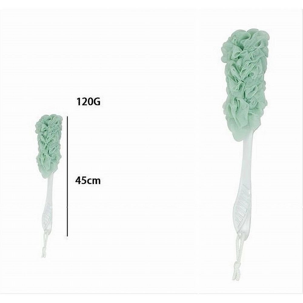 Trade Shop - Spazzola Lavaschiena Esfoliante Bagno Doccia Spugna Verde Manico Scrubber 79602 -