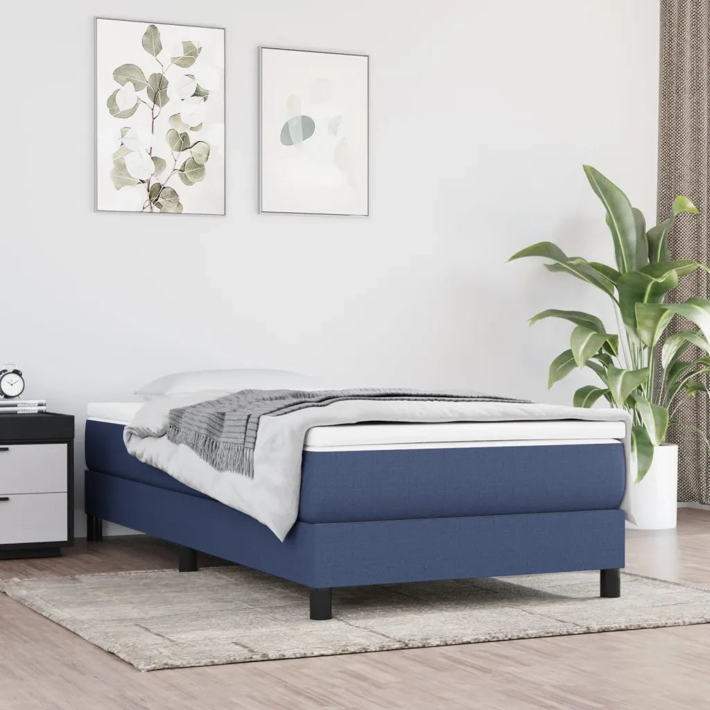 Giroletto a Molle con Materasso-Struttura Letto Blu 90x200 cm inTessuto 329945