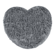 Tappeto Bagno Camera Cuore Grigio Scendiletto Pelo Lungo Shaggy Doccia Antiscivolo