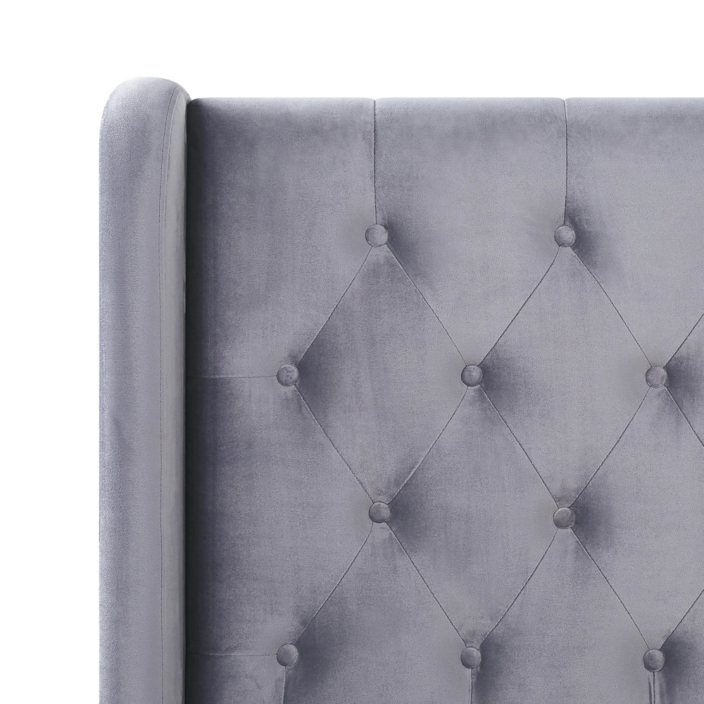 Letto matrimoniale in velluto grigio 140 x 200 cm design moderno