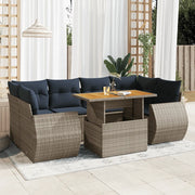 Set Divani da Giardino 7 pz con Cuscini Grigio in Polyrattan 3327232