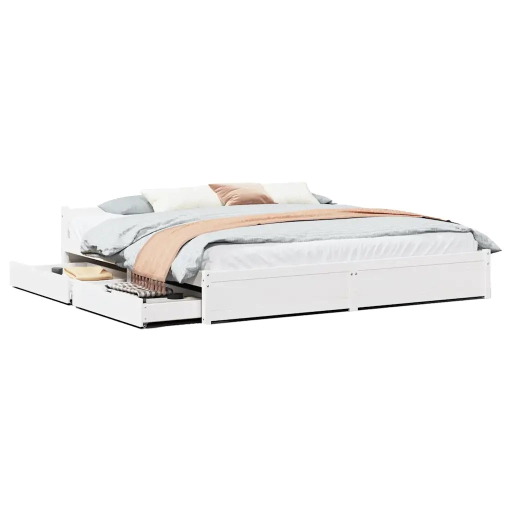 Letto senza Materasso-Struttura Letto Bianco 180x200 cm Legno Massello di Pino 192969