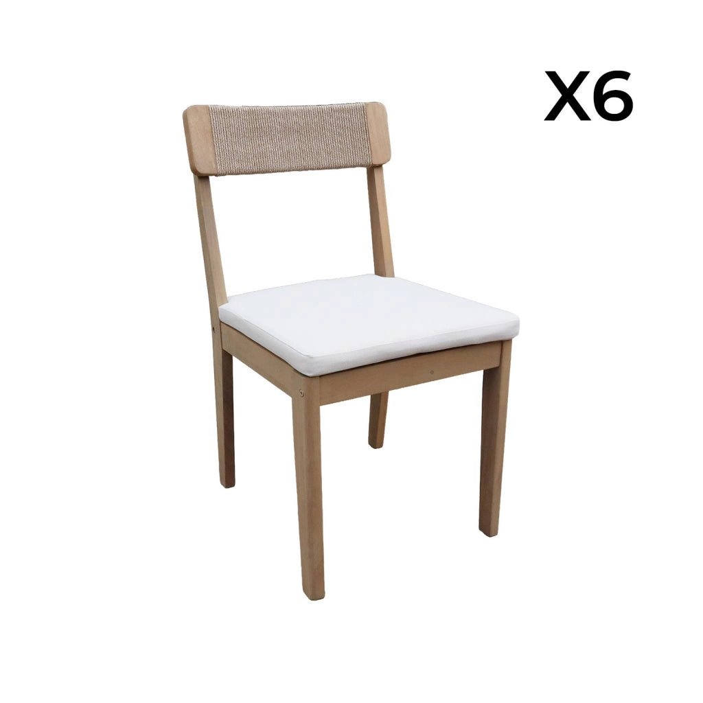 Set tavolo da giardino in legno di acacia con 6 sedie, marrone
