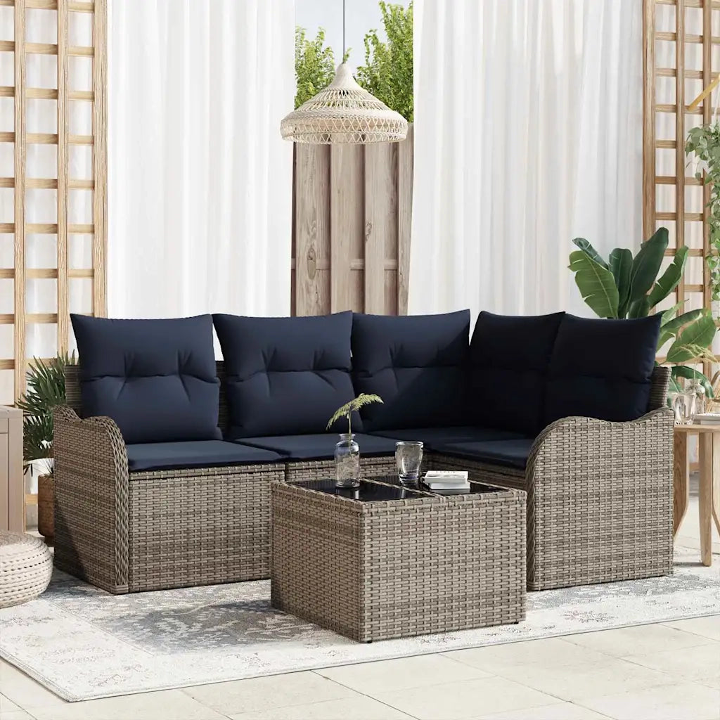 Set Divano da Giardino Grigio polyrattan 3345695