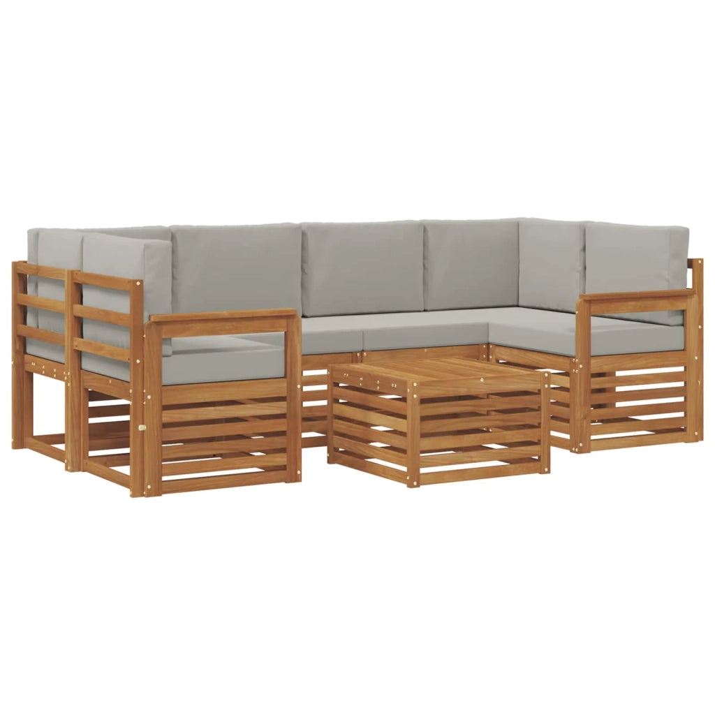 Set di divani da esterno 7 pcs Grigio Naturale e Chiaro 3374436
