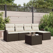 Set Divano da Giardino con cuscino 6 pcs Marrone Poly Rattan 3346008