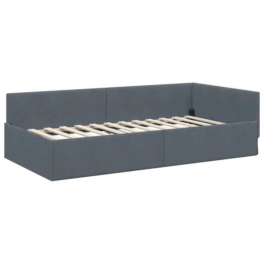 Cornice del letto ad angolo Grigio scuro 80 cm x 200 cm Velluto 42016062