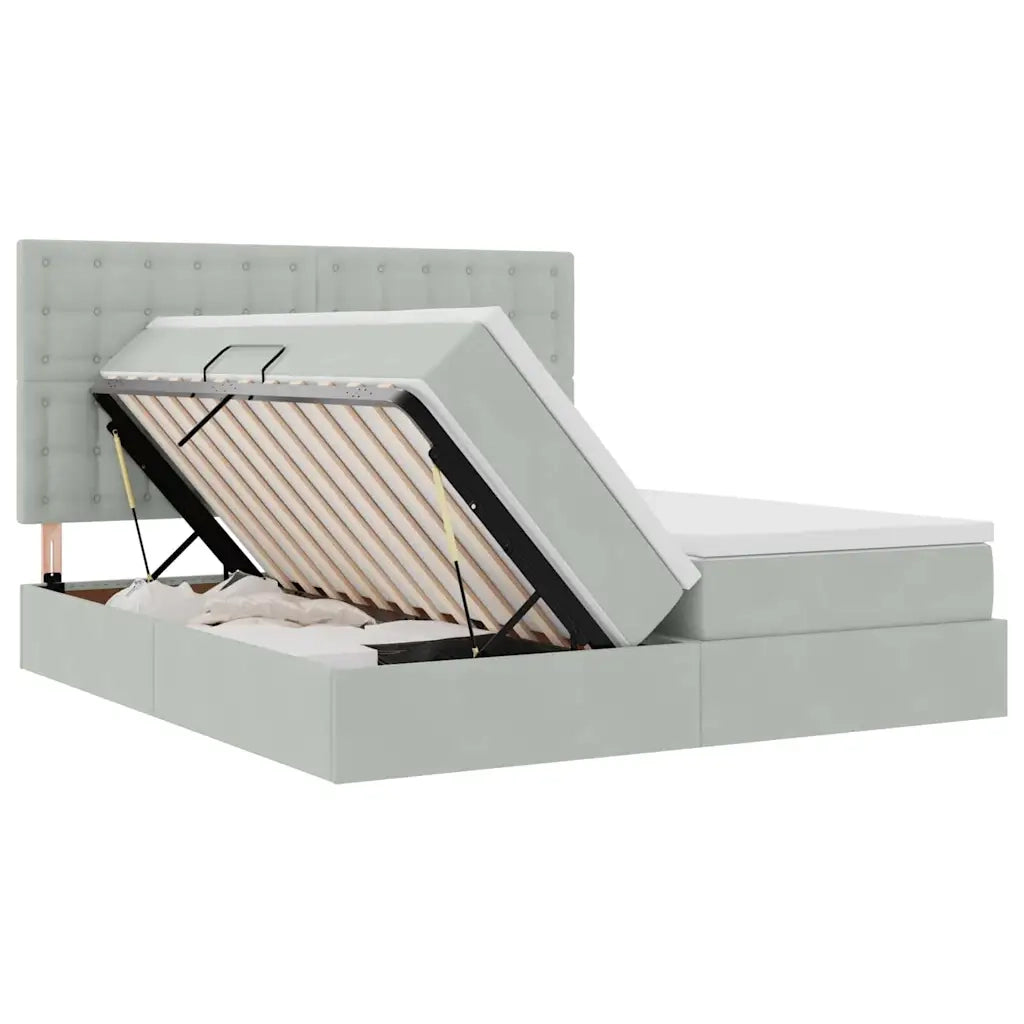 Letto con Contenitore Grigio chiaro 180 x 200 cm Velluto
