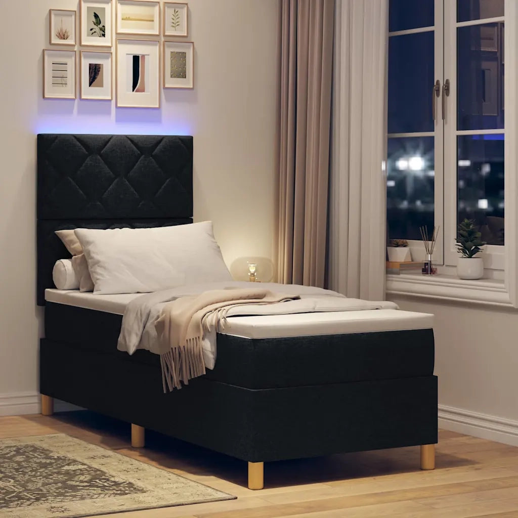 Letto a Sorgente LED con materasso Nero 80 x 200 cm Tessuto 3343133