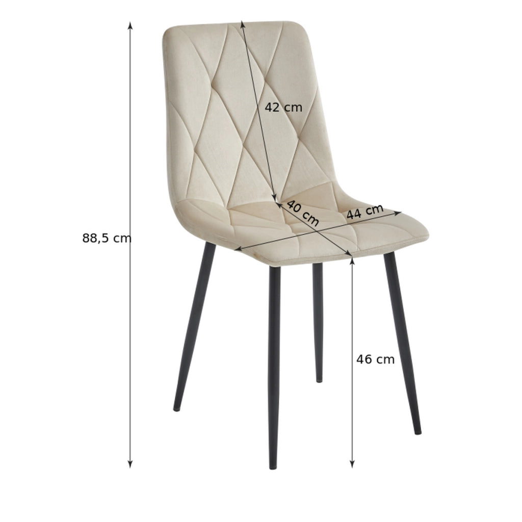 Sedia Libra in velluto beige con gambe nere