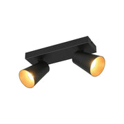 LÚZETE - SPOT DA SOFFITTO/ MURO 2 LUCI METALLO NERO GU10 SILVANO