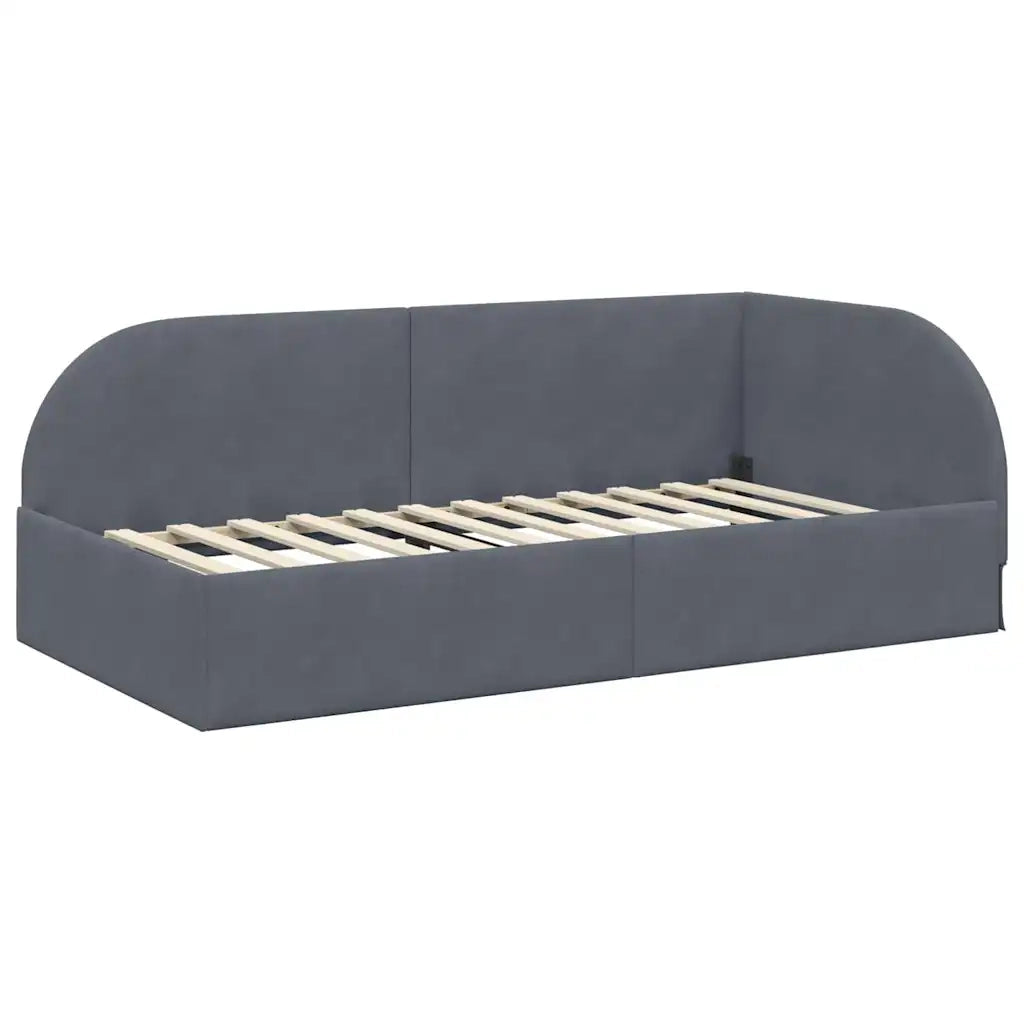 Cornice del letto ad angolo Grigio scuro 90 cm x 200 cm Velluto 42016647