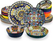 Servizio da Tavola Ceramico a 24 pezzi - Servizio da Tavola con Disegni - Cucina - Servizio da Tavola - Regalo Consigliato - Colorato