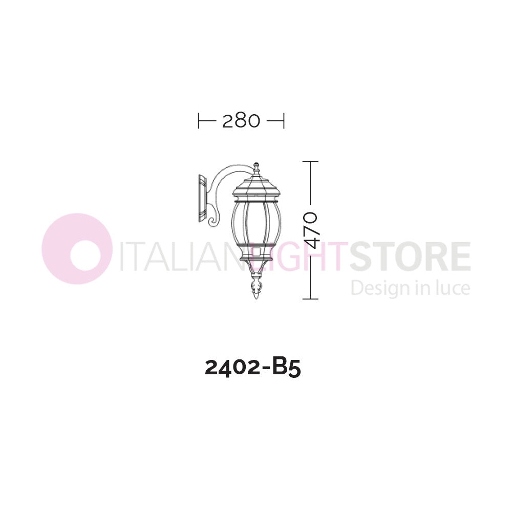 ENEA Applique Lanterna a Parete in Alluminio per Esterno Classica NERO-ARGENTO GARDENLIGHT