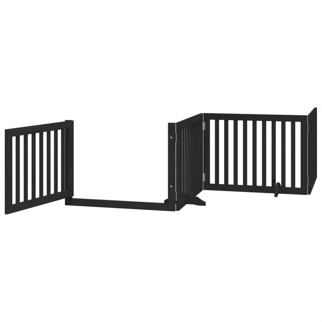 Cancelletto di sicurezza per animali domestici porta pieghevole 12 pannelli legno di pioppo nero 02_0023185