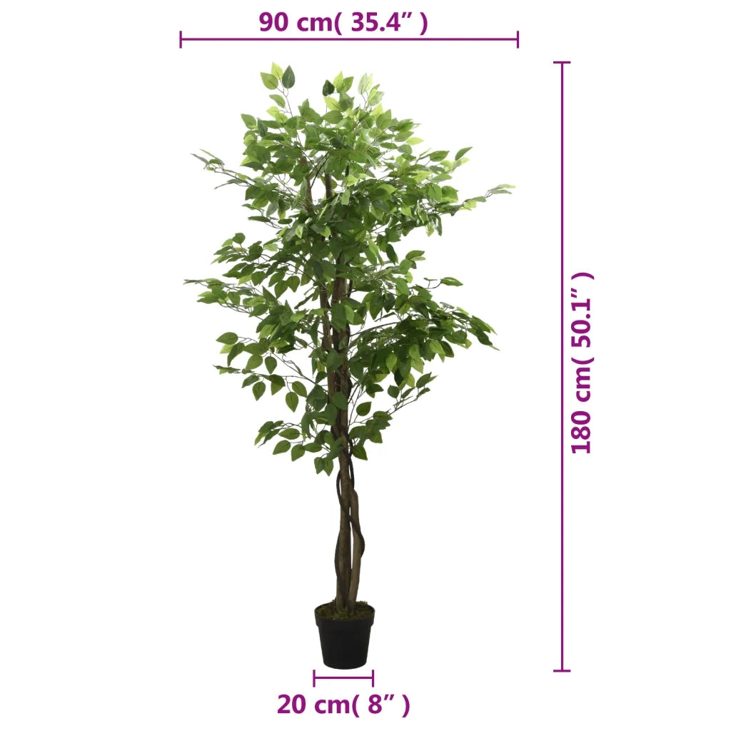 Albero di Ficus Artificiale 1008 Foglie 180 cm Verde 359018