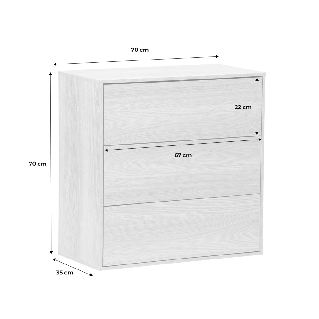 Modulo di stoccaggio decorativo in legno 3 cassetti, bianco