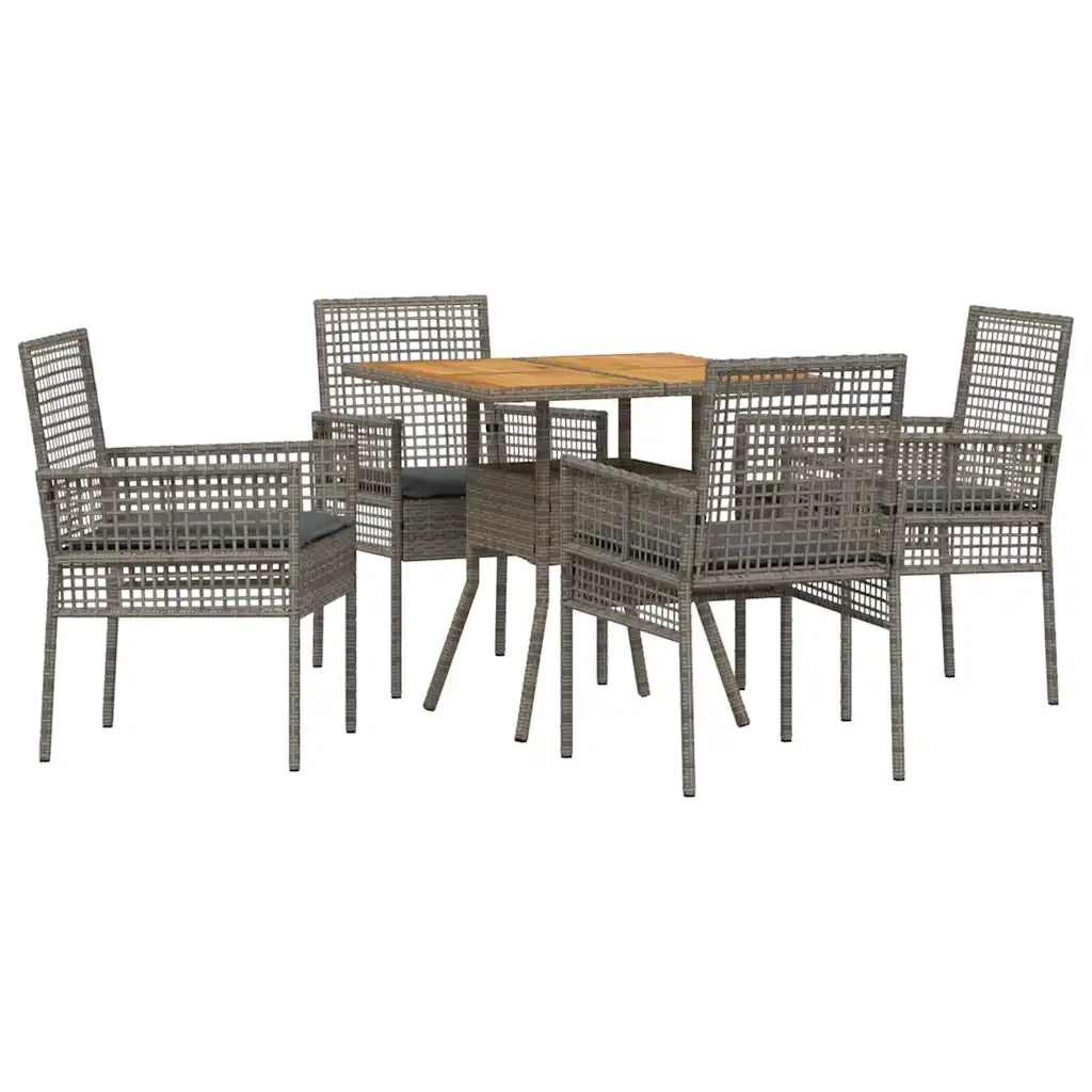 Set da Pranzo per Giardino 5 pcs Grigio polyrattan 3334938