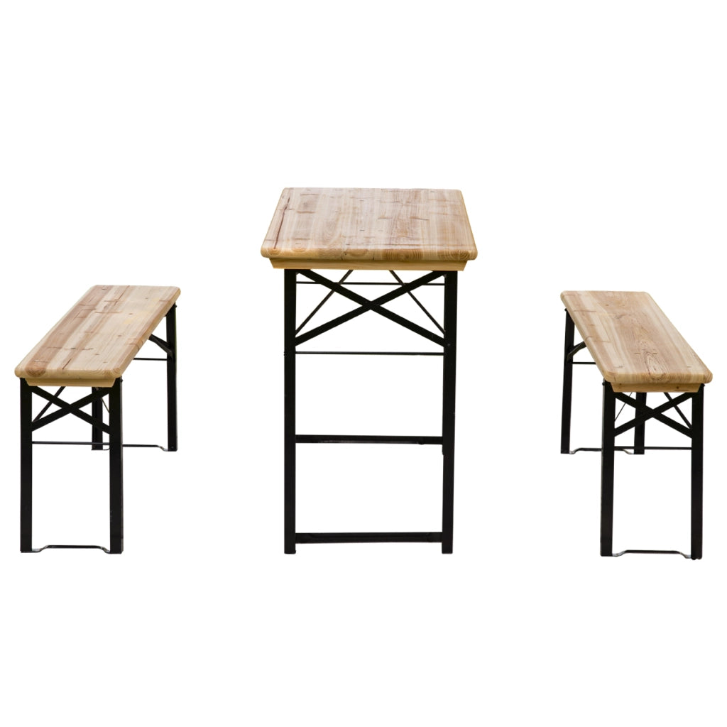 Tavolo da Picnic Pieghevole con 2 Panche ¨C Minimal ¨C Legno Massello Nero