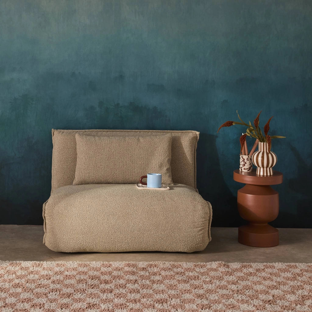 Poltrona letto trasformabile 1 posto bouclé testurizzato, beige