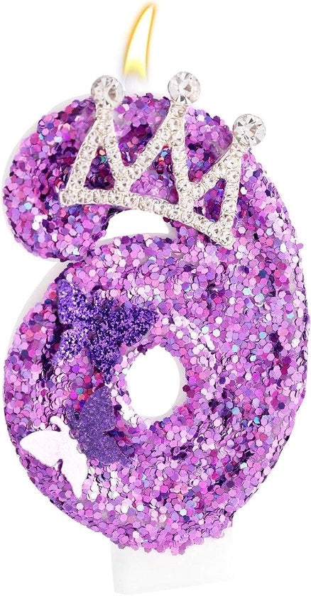 Candeline di compleanno con farfalla e decorazione torta a perle (6 pezzi)