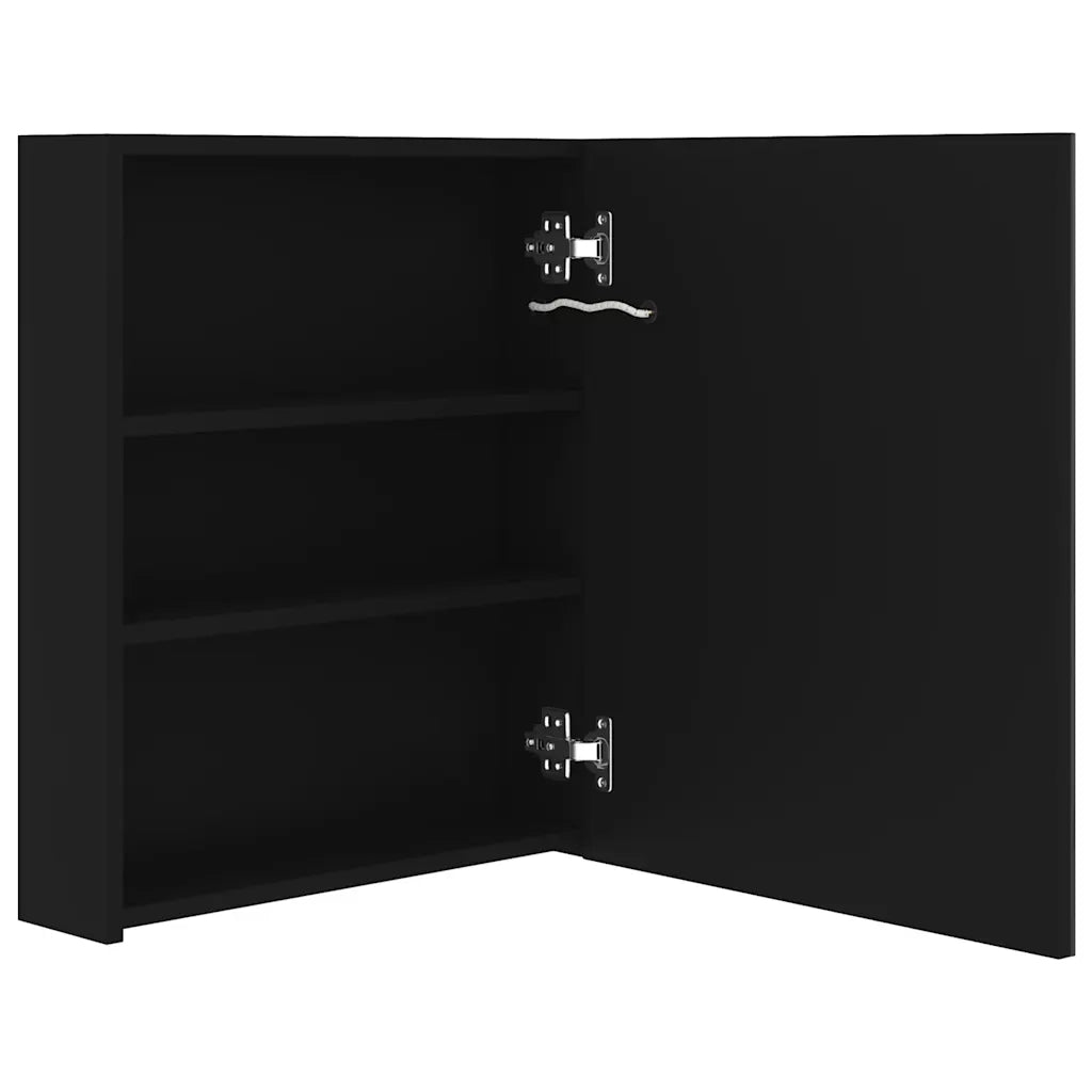 Armadietto a Specchio con LED Nero 50x14x60 cm in MDF 326480