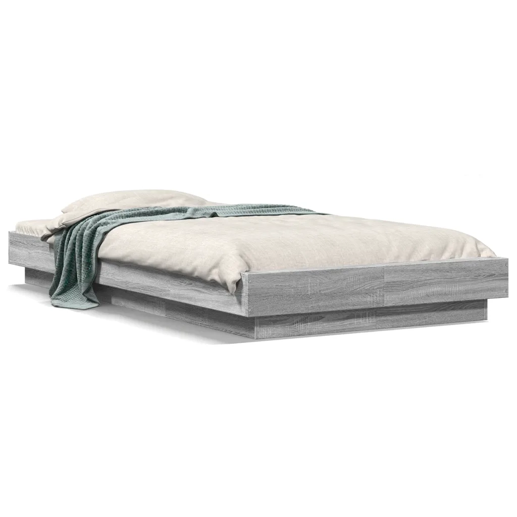 Letto singolo | Letto per adulti | Giroletto Grigio Sonoma 90x200 cm in Legno Multistrato