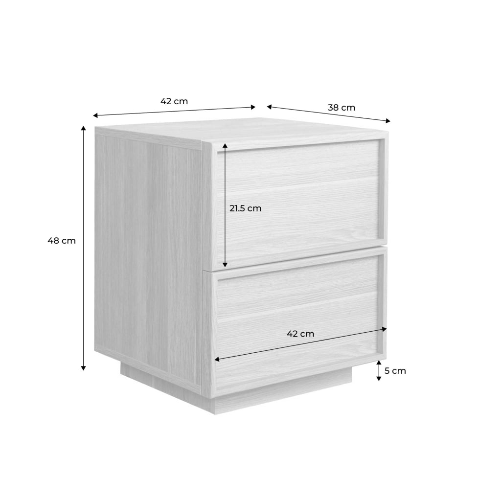 Set 2 comodini effetto legno 2 cassetti, noce