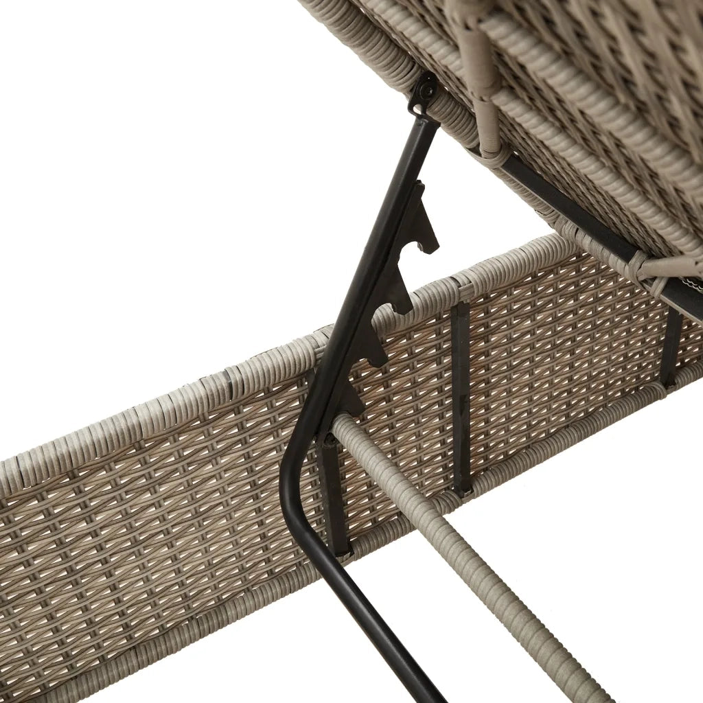 Set Lettini Prendisole con Cuscini 3pz Grigio Chiaro Polyrattan 3284268
