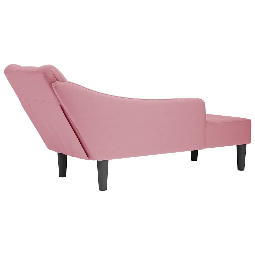 Sdraio con Bracciolo Destro in Velluto Rosa 4009795