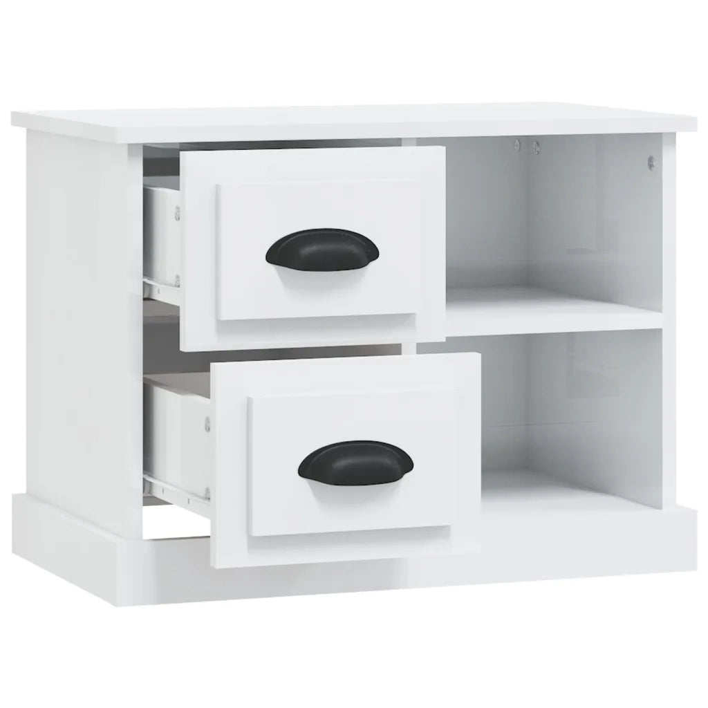 Comodino | Armadio da Notte | Mobiletto da notte Bianco Lucido 60x35,5x45 cm