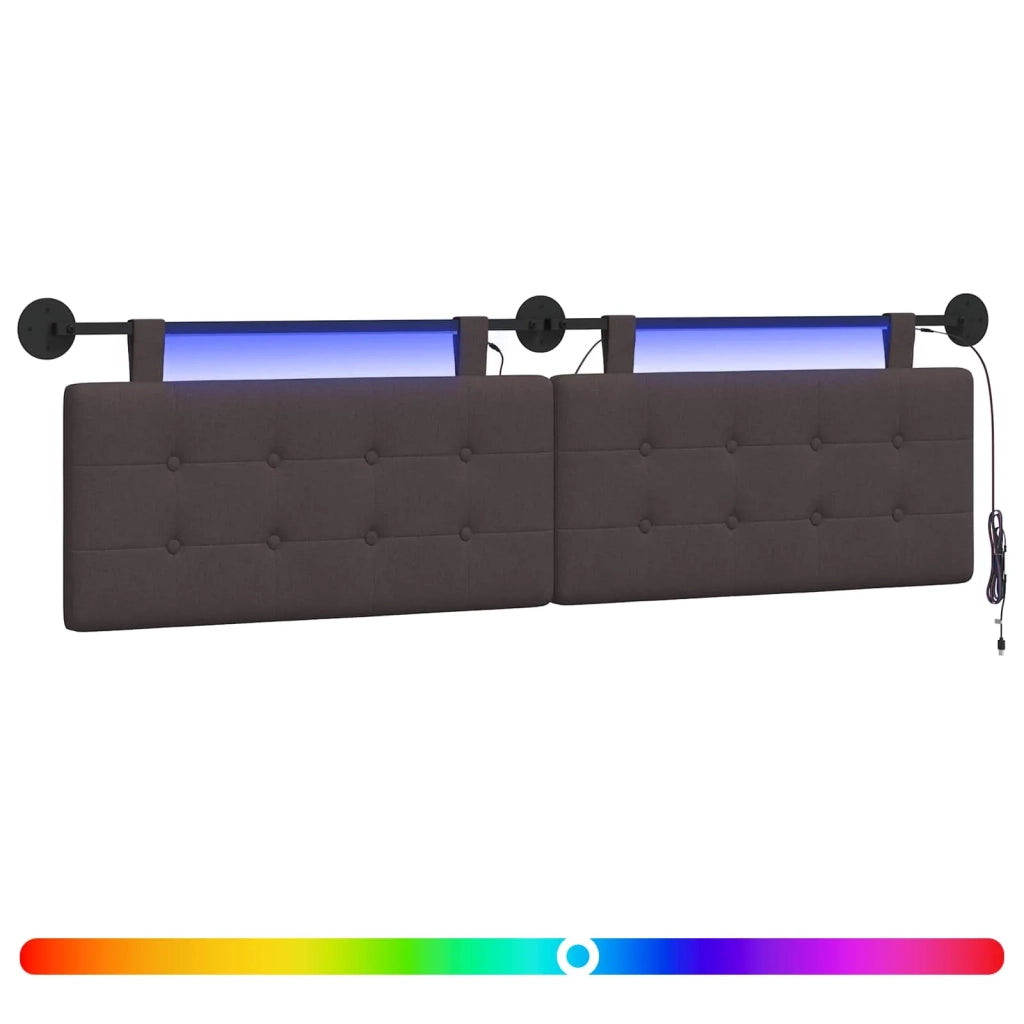 Testiera sospesa Con luce LED Marrone Scuro Tessuto 3424454