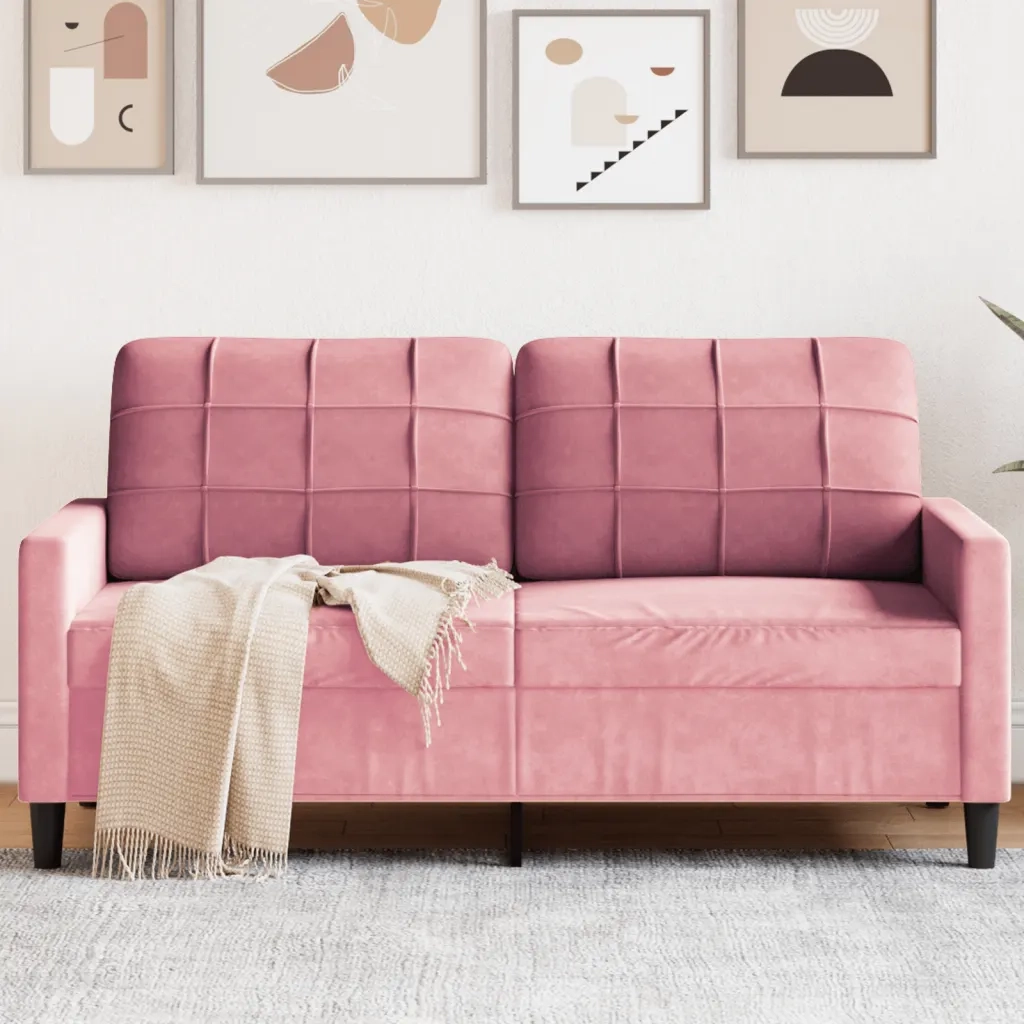 Divano | Divano da soggiorno | Sofa a 2 Posti Rosa 140 cm in Velluto