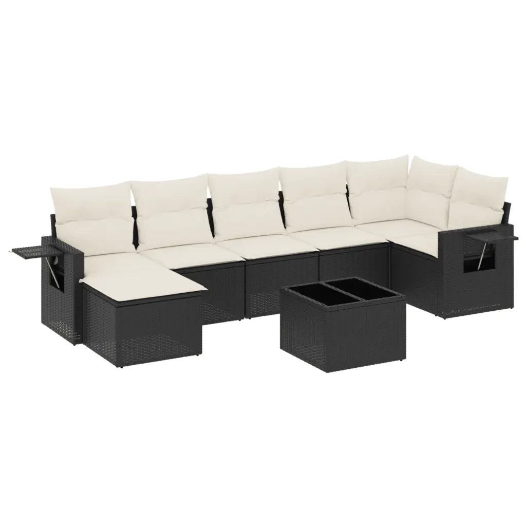 Set Divani da Giardino con Cuscini 8 pz Nero in Polyrattan