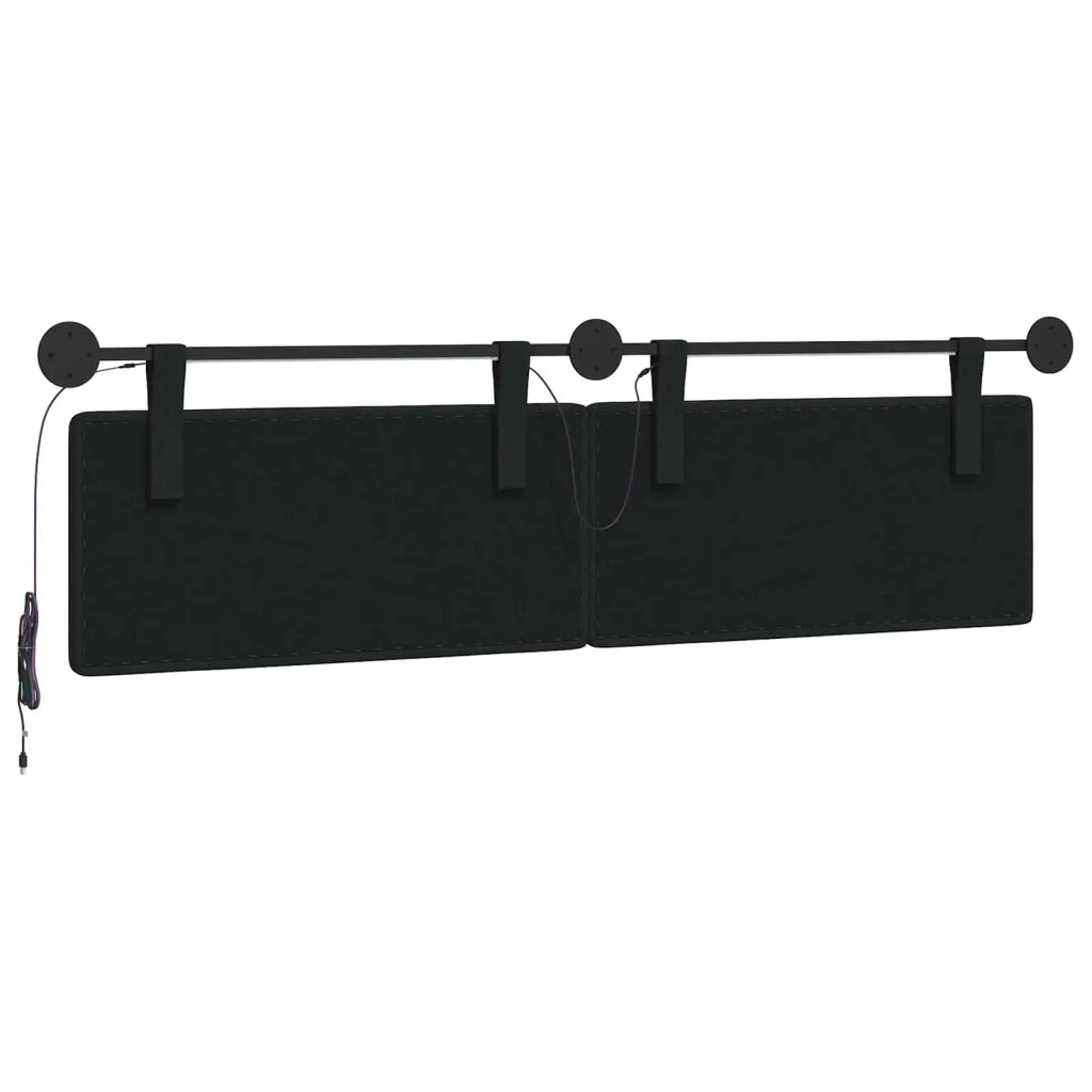 Testiera sospesa Con luce LED Nero Tessuto 3424473